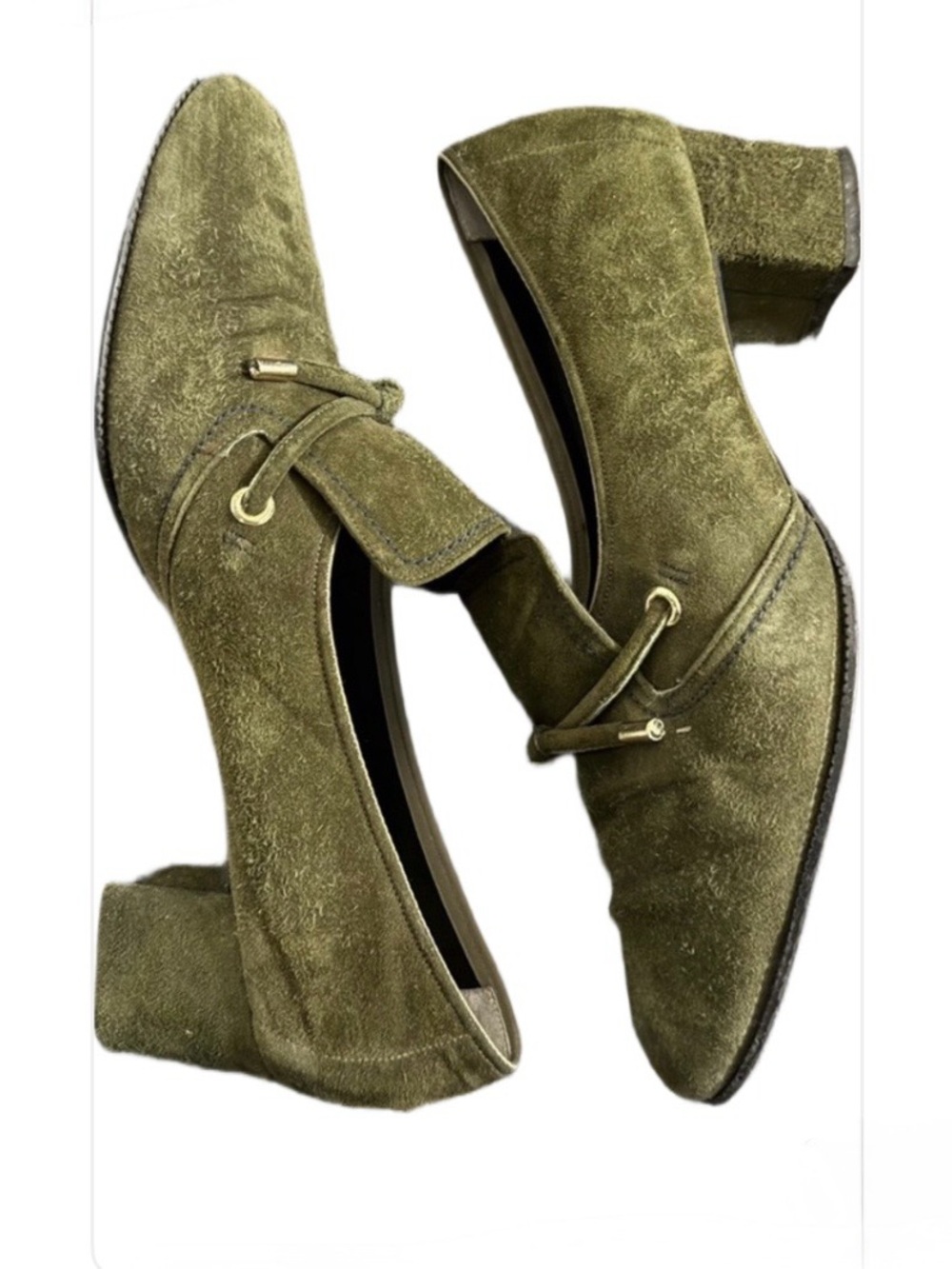 Elegant Vintage Olive Green Women's Sz 8.5N in Genuine Suede